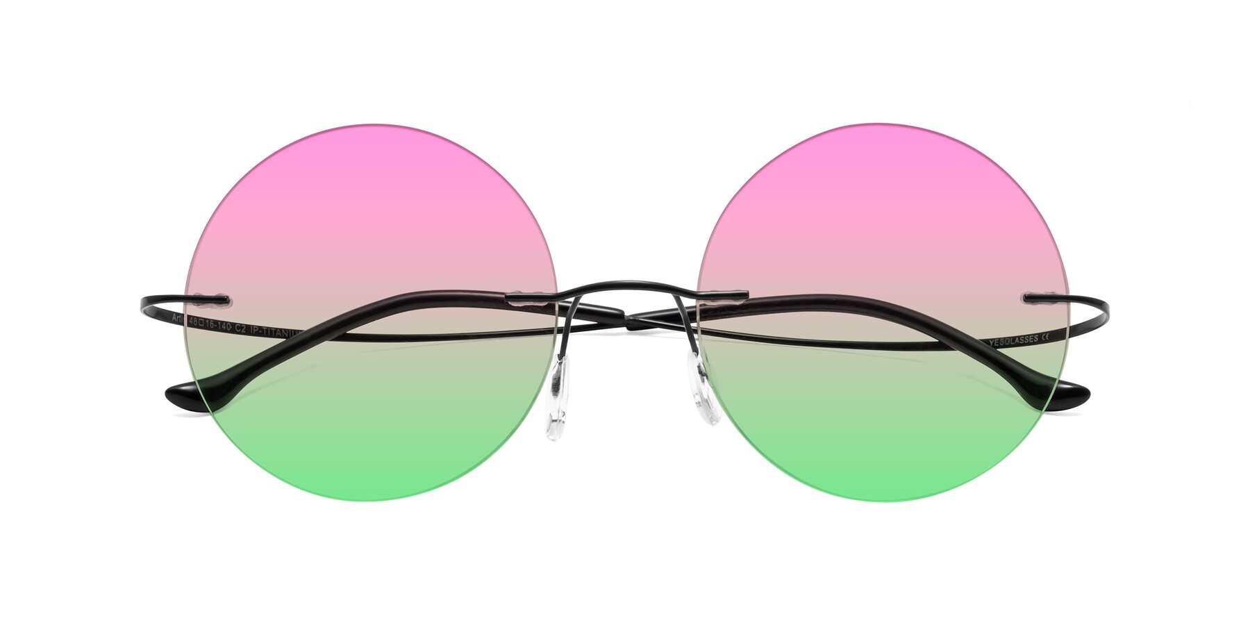 Folded Front of Artist in Black with Pink / Green Gradient Lenses