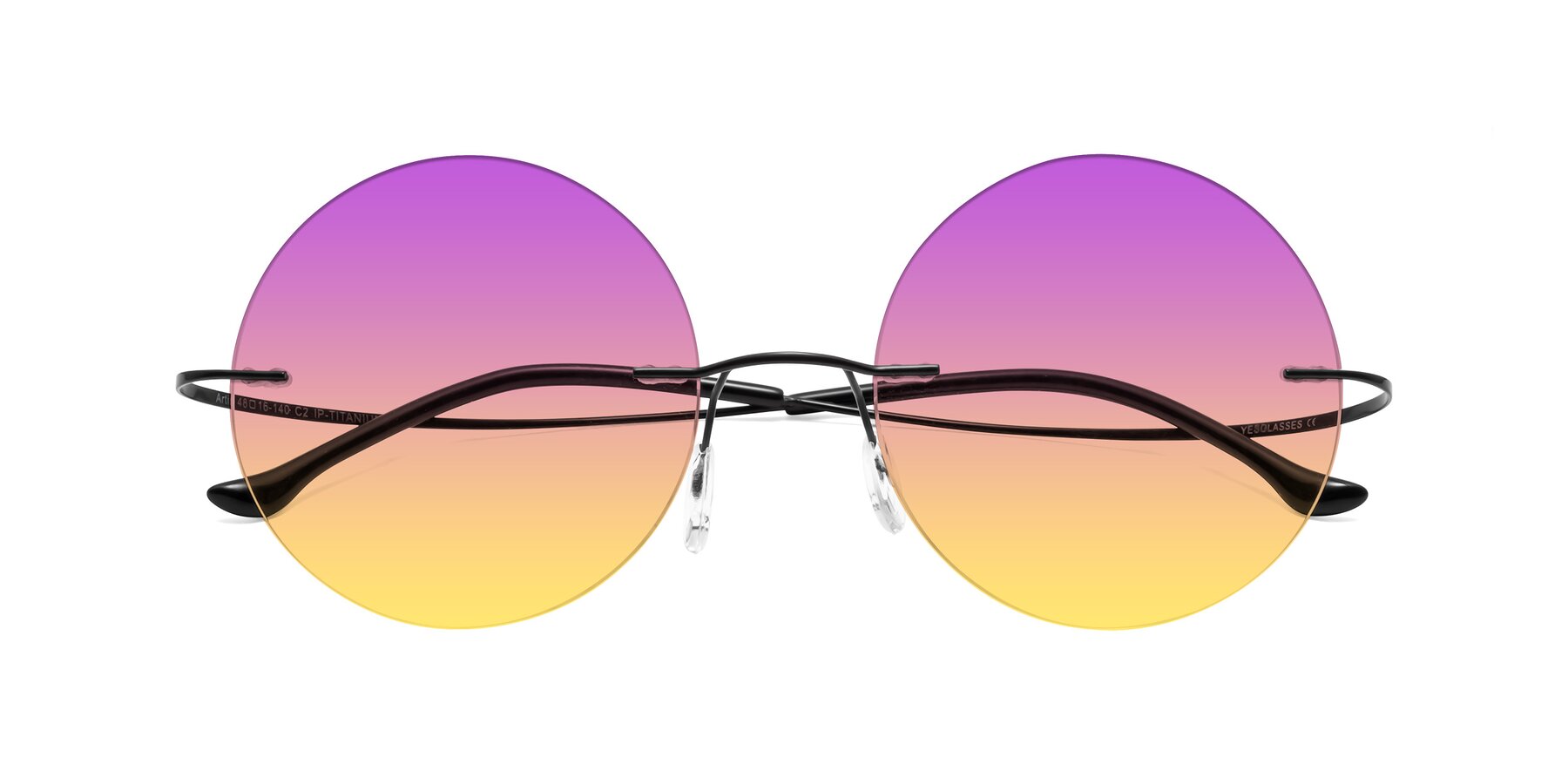 Folded Front of Artist in Black with Purple / Yellow Gradient Lenses