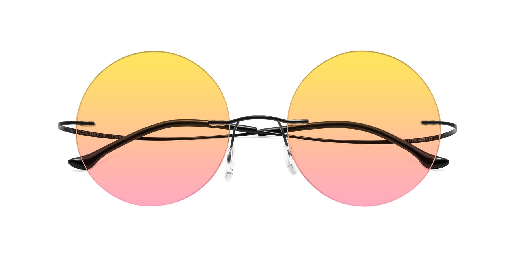 Folded Front of Artist in Black with Yellow / Pink Gradient Lenses