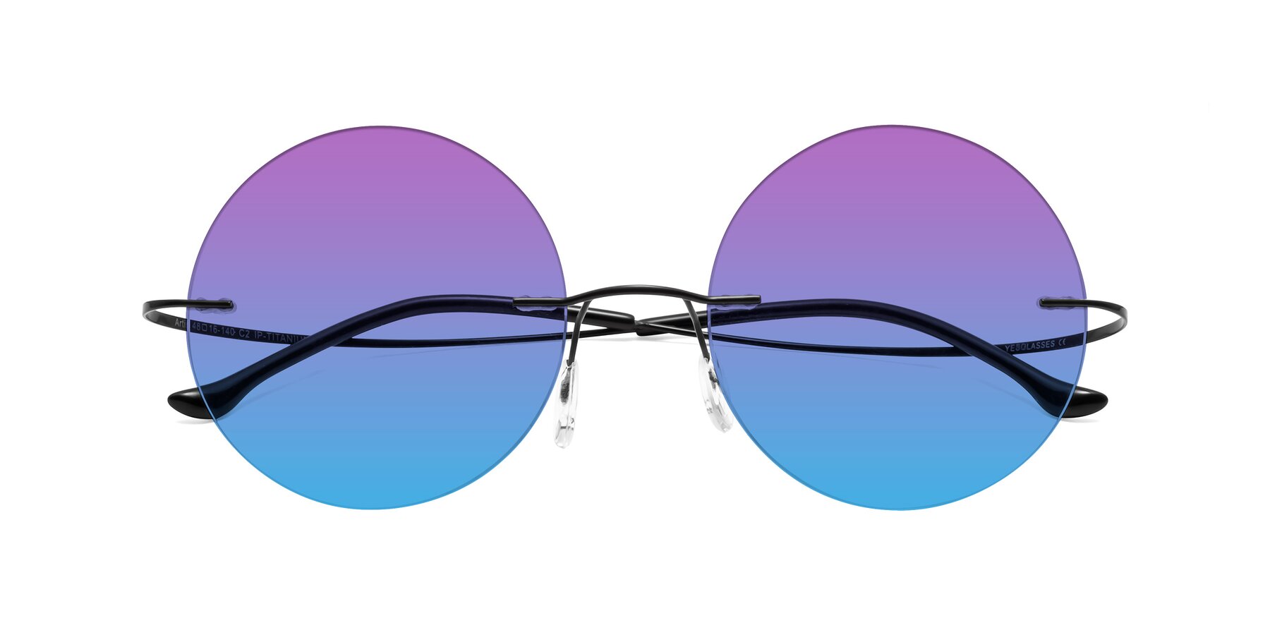 Folded Front of Artist in Black with Purple / Blue Gradient Lenses