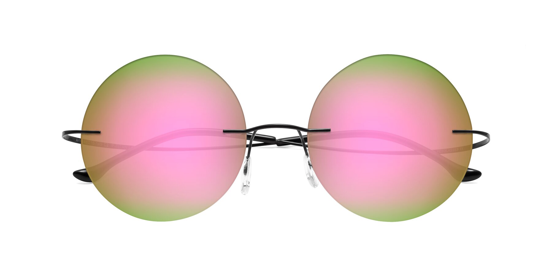 Folded Front of Artist in Black with Pink Mirrored Lenses