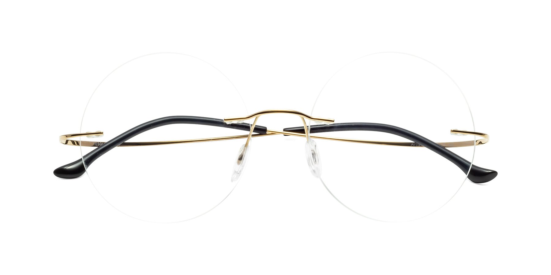 Folded Front of Artist in Gold with Clear Eyeglass Lenses