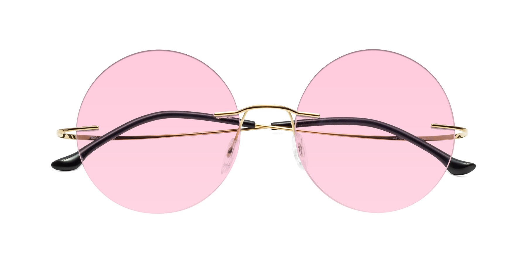 Folded Front of Artist in Gold with Light Pink Tinted Lenses