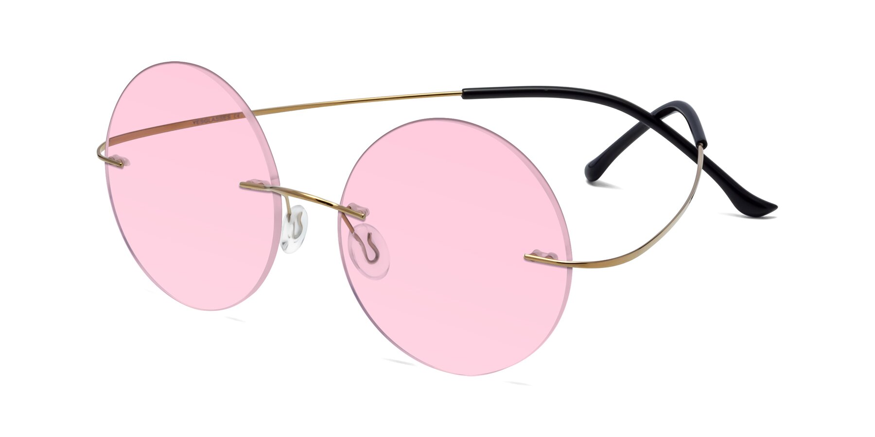 Angle of Artist in Gold with Light Pink Tinted Lenses