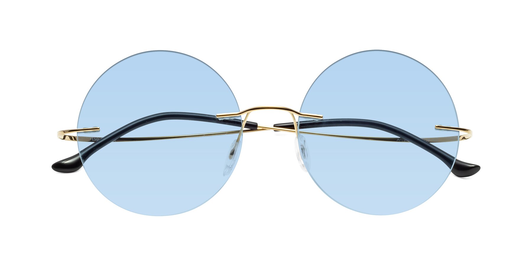 Folded Front of Artist in Gold with Light Blue Tinted Lenses
