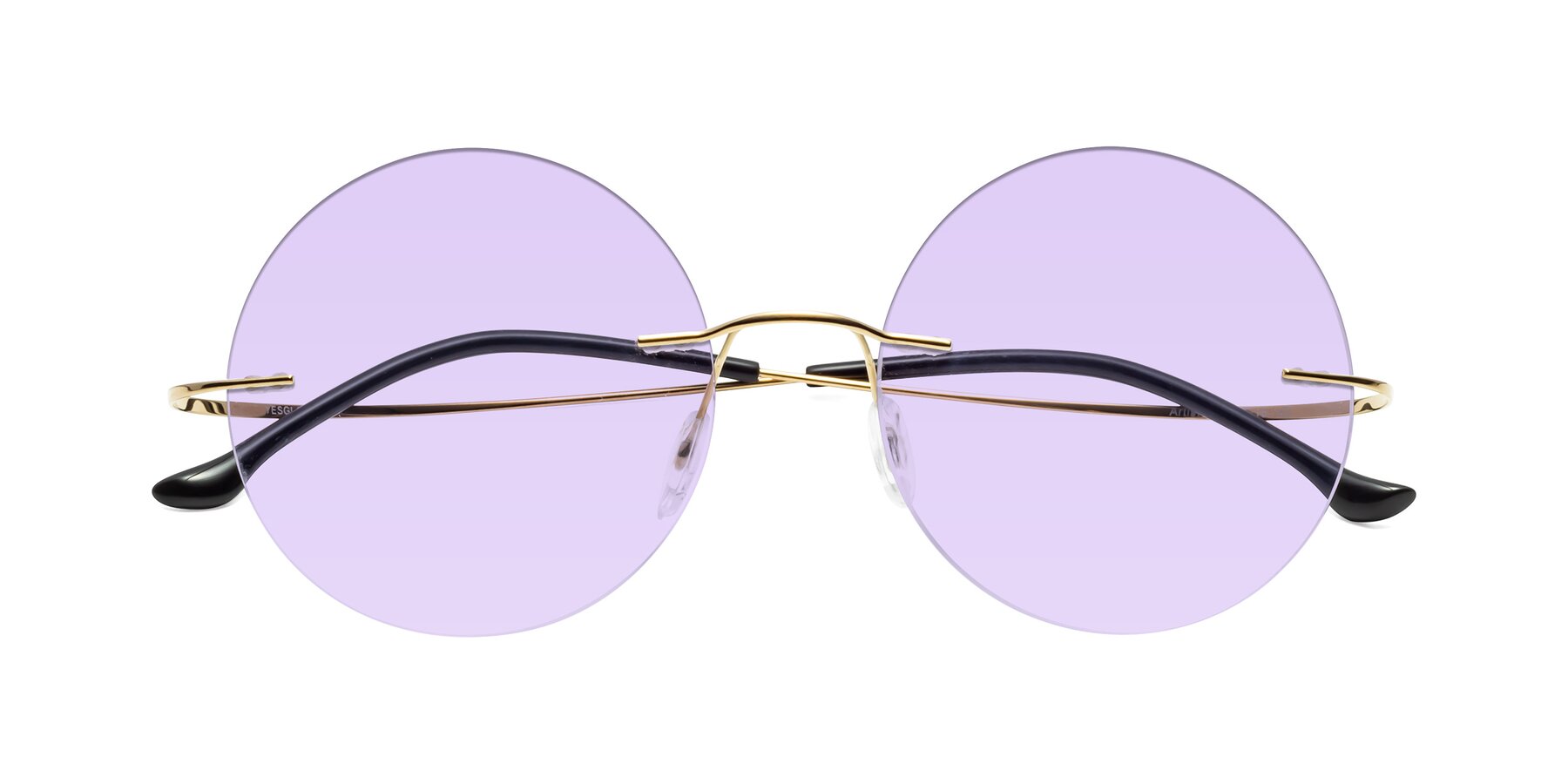 Folded Front of Artist in Gold with Light Purple Tinted Lenses