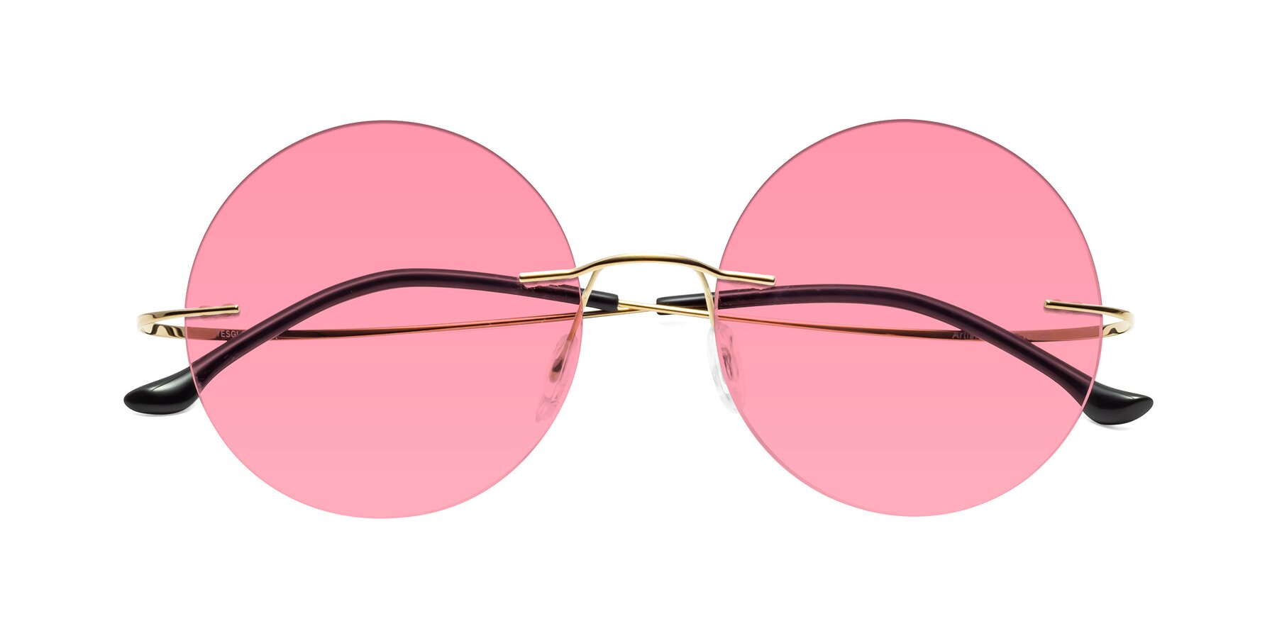 Folded Front of Artist in Gold with Pink Tinted Lenses