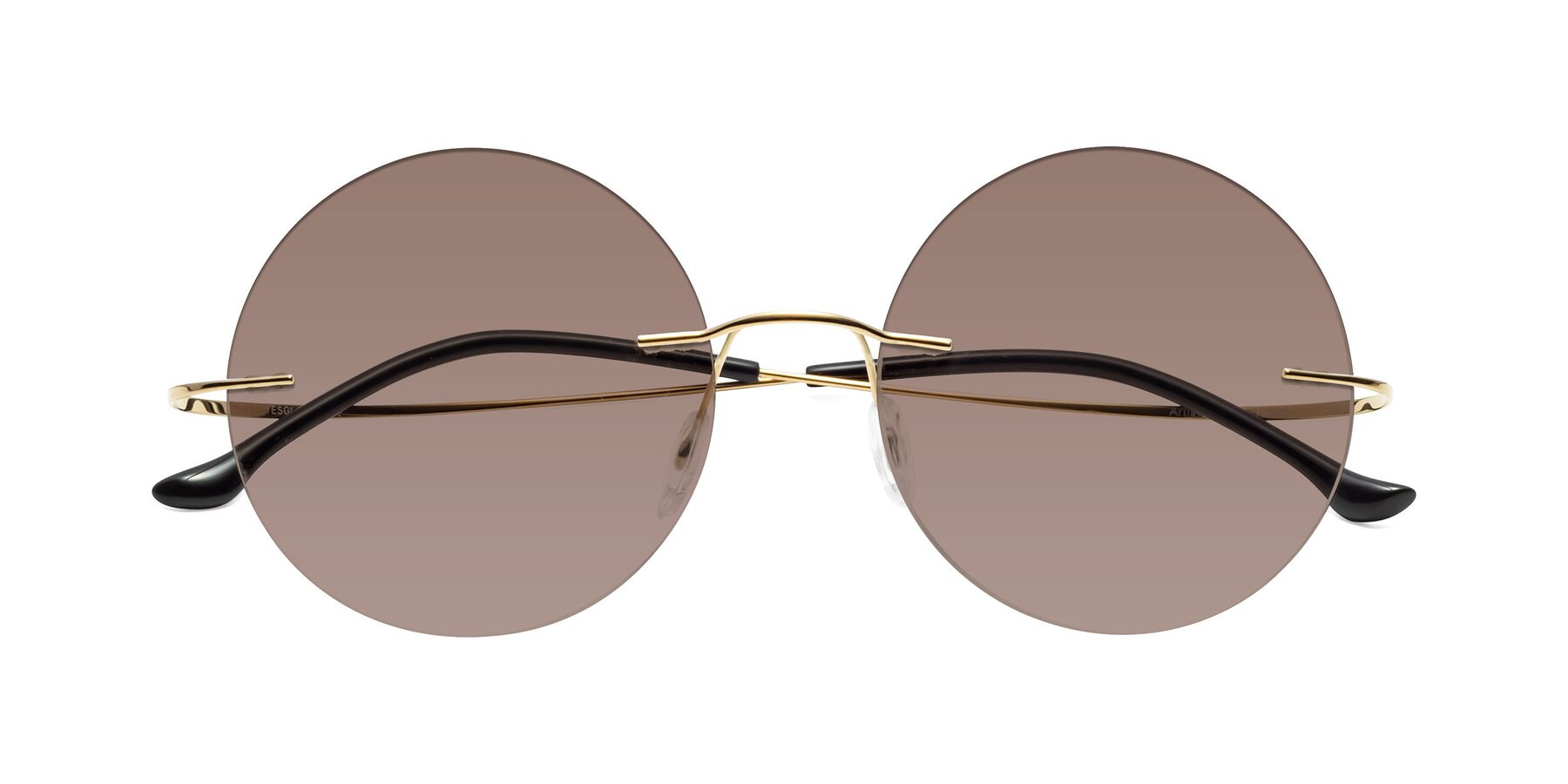 Folded Front of Artist in Gold with Medium Brown Tinted Lenses