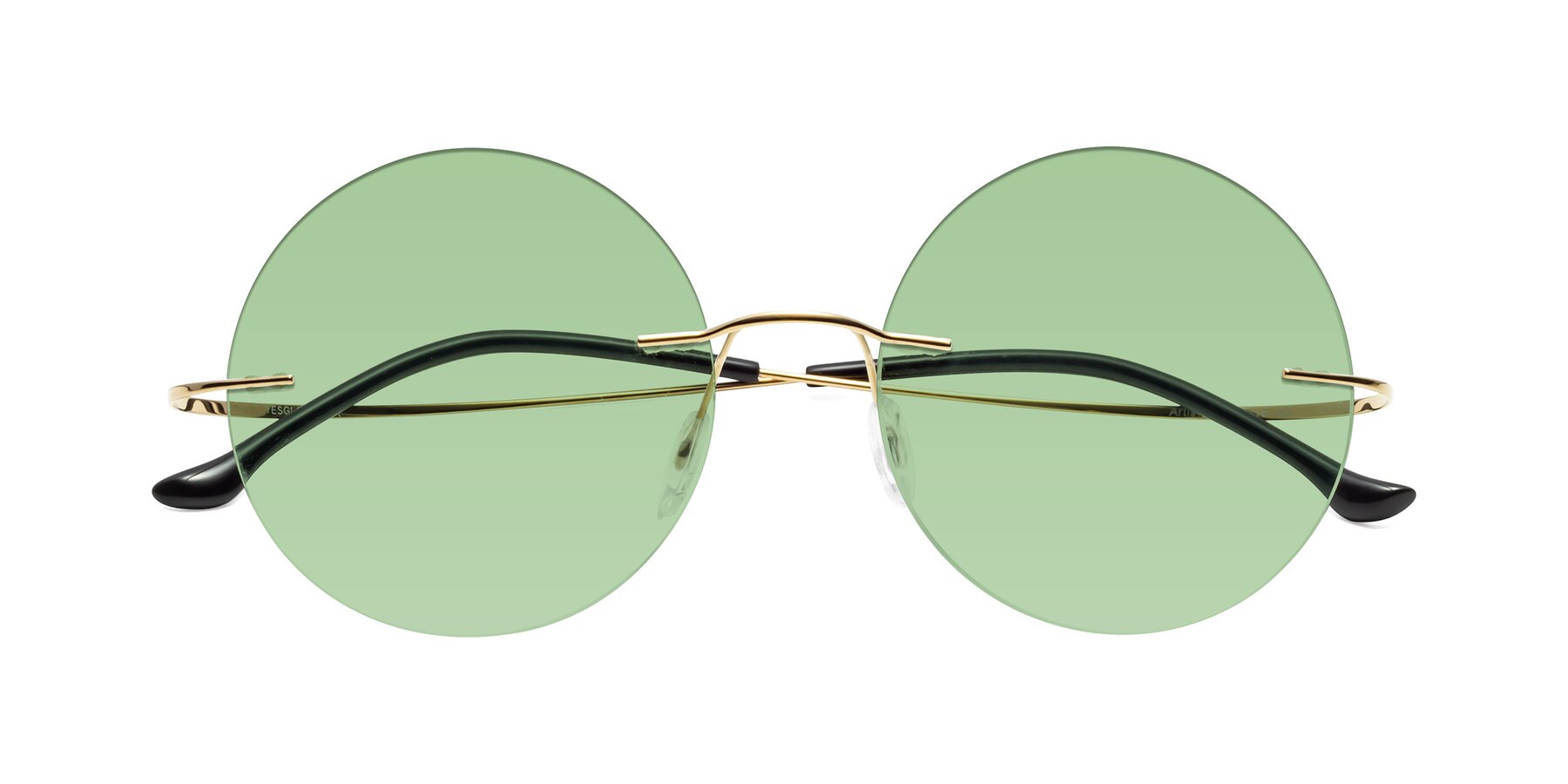 Folded Front of Artist in Gold with Medium Green Tinted Lenses