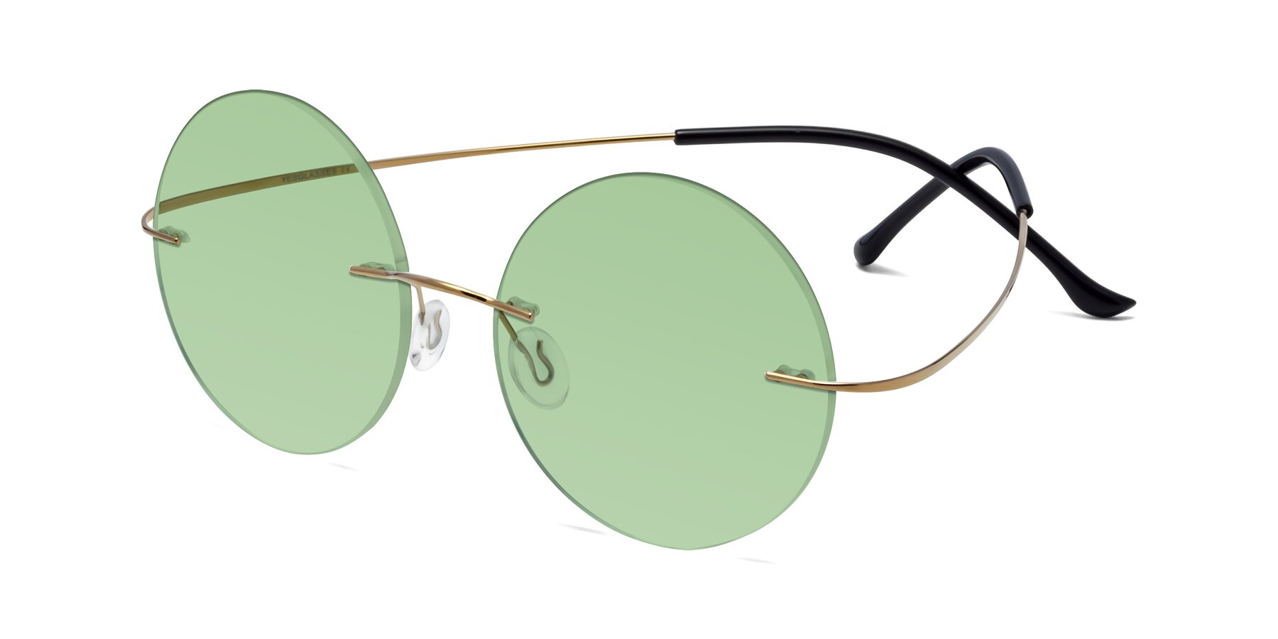 Angle of Artist in Gold with Medium Green Tinted Lenses