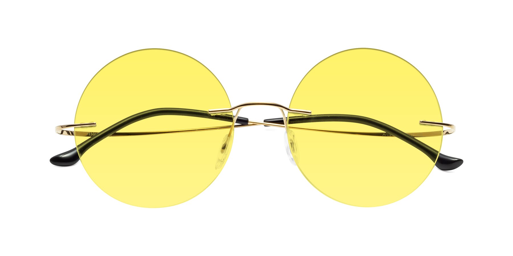 Folded Front of Artist in Gold with Medium Yellow Tinted Lenses