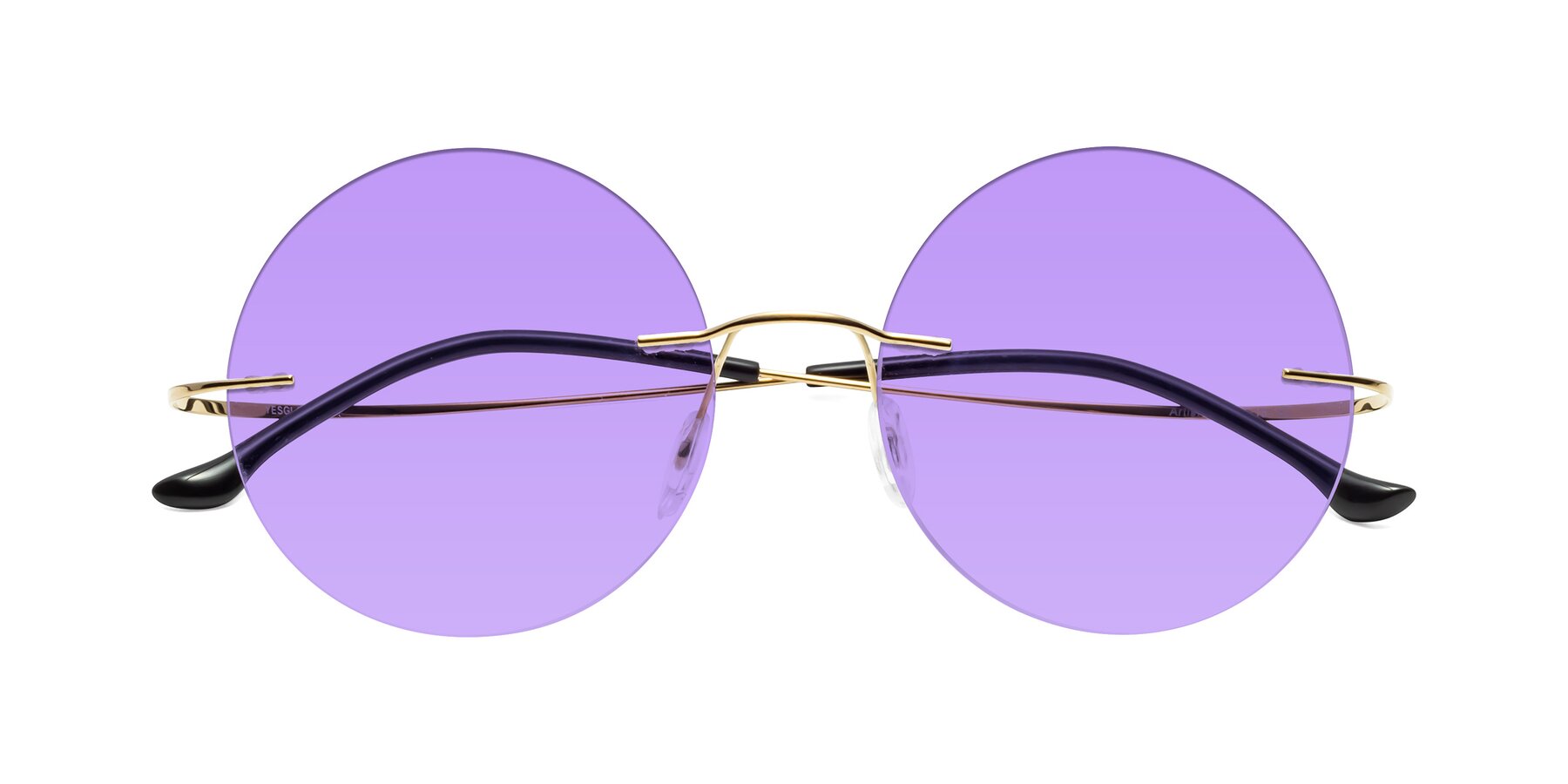 Folded Front of Artist in Gold with Medium Purple Tinted Lenses