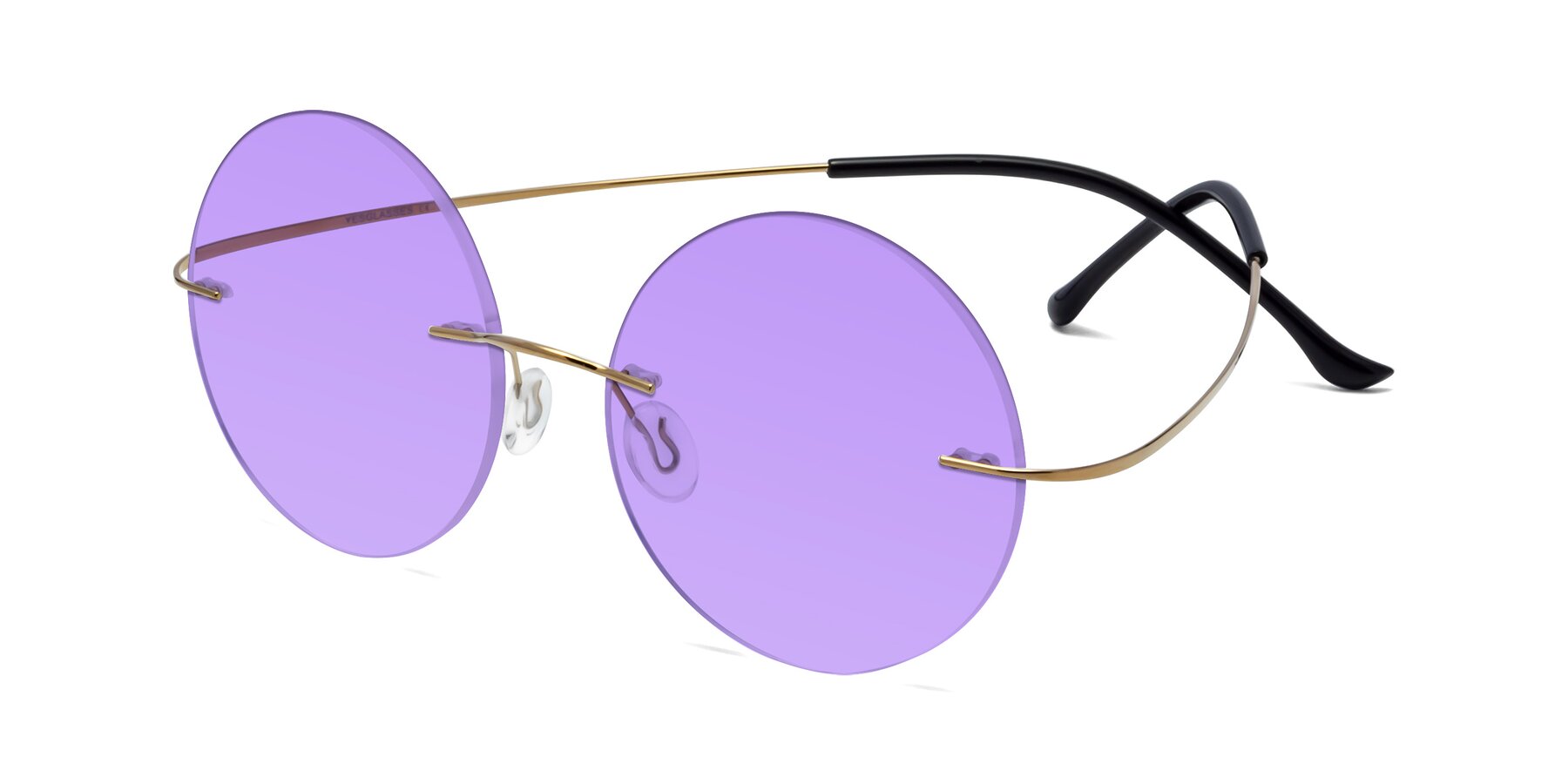 Angle of Artist in Gold with Medium Purple Tinted Lenses