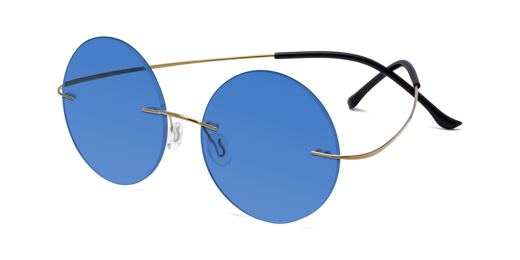 Angle of Artist in Gold with Blue Tinted Lenses