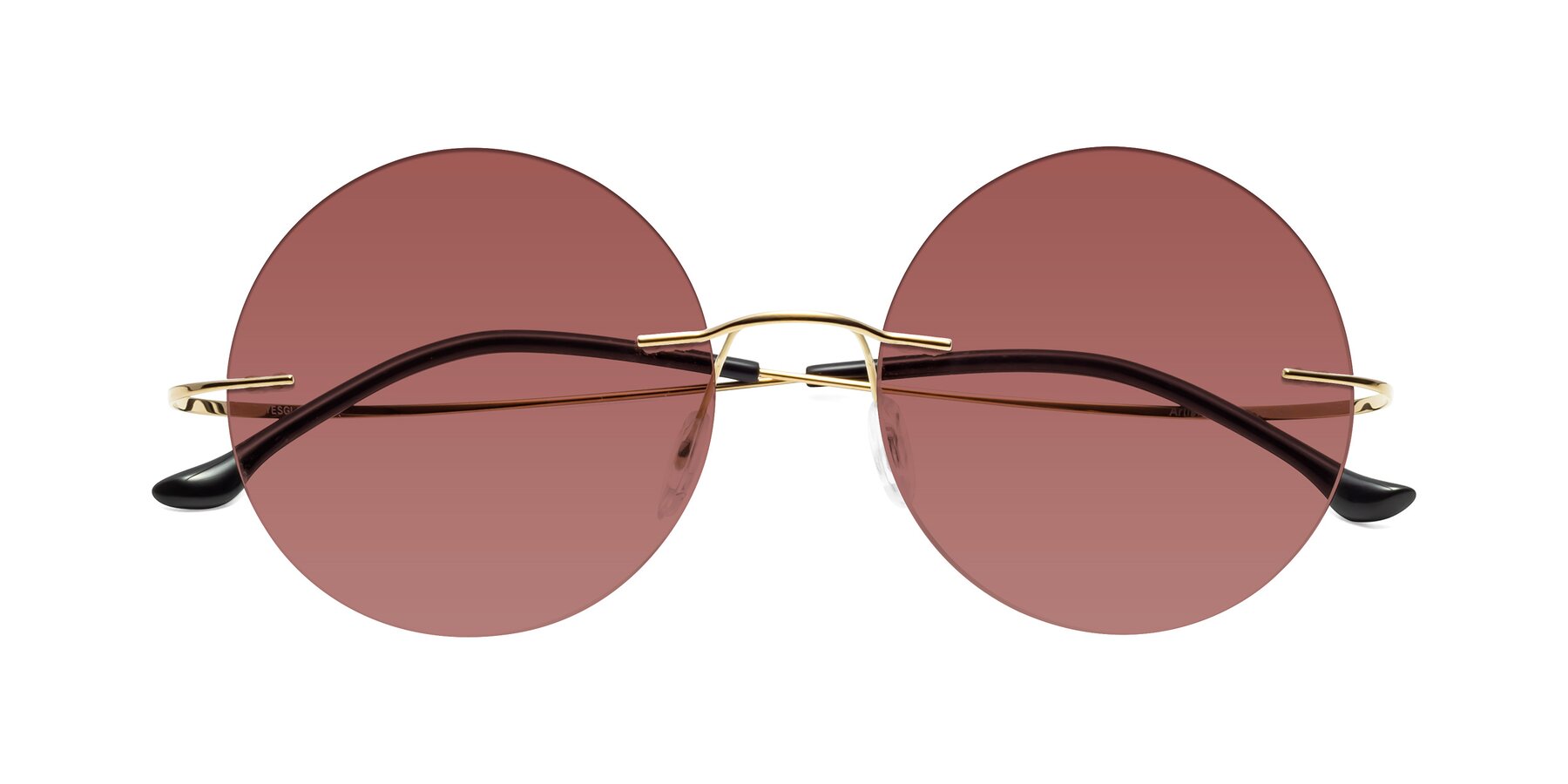 Folded Front of Artist in Gold with Garnet Tinted Lenses