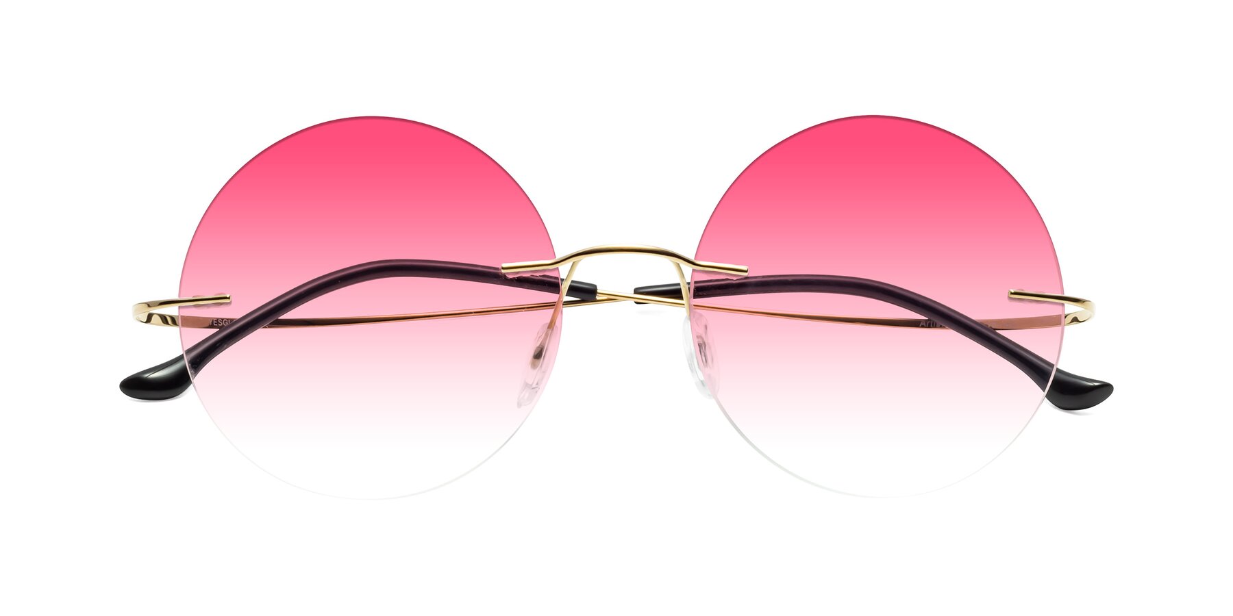 Folded Front of Artist in Gold with Pink Gradient Lenses