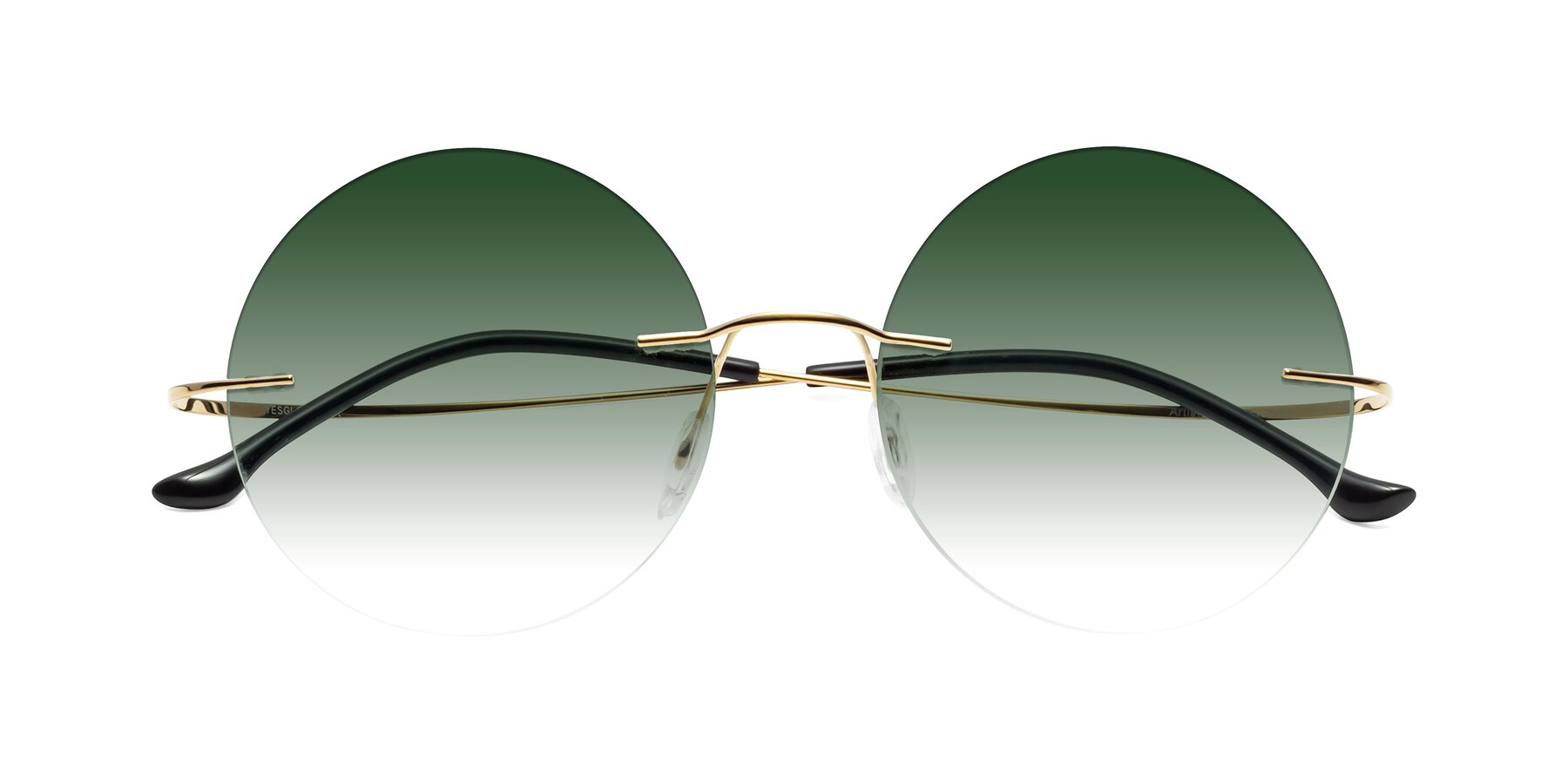 Folded Front of Artist in Gold with Green Gradient Lenses