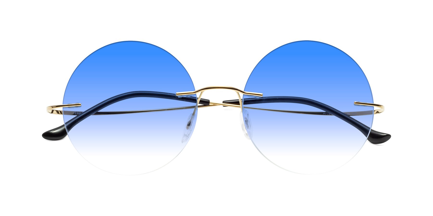 Folded Front of Artist in Gold with Blue Gradient Lenses