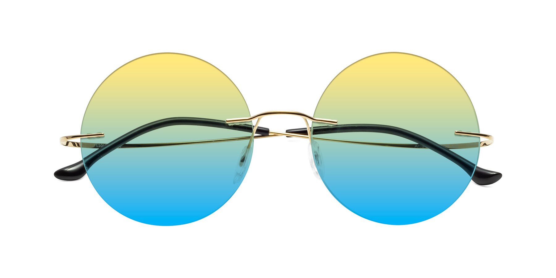 Folded Front of Artist in Gold with Yellow / Blue Gradient Lenses