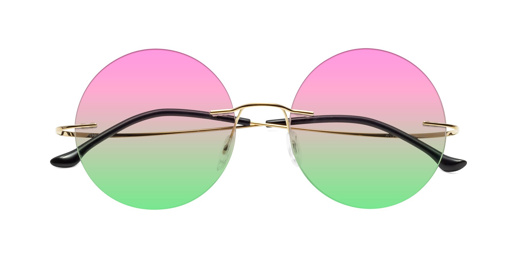 Folded Front of Artist in Gold with Pink / Green Gradient Lenses