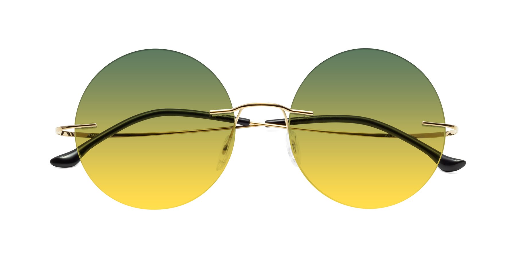 Folded Front of Artist in Gold with Green / Yellow Gradient Lenses