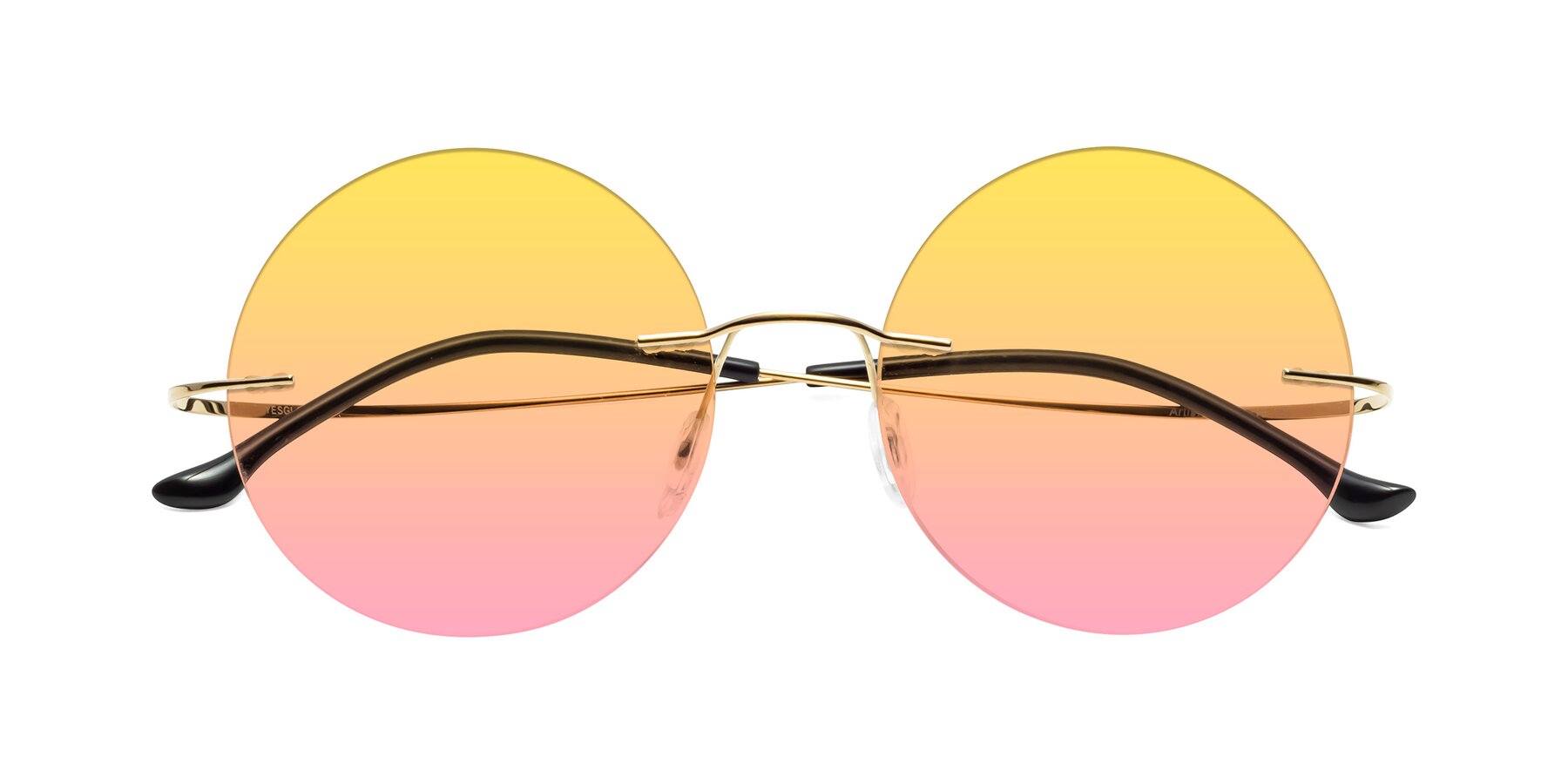 Folded Front of Artist in Gold with Yellow / Pink Gradient Lenses