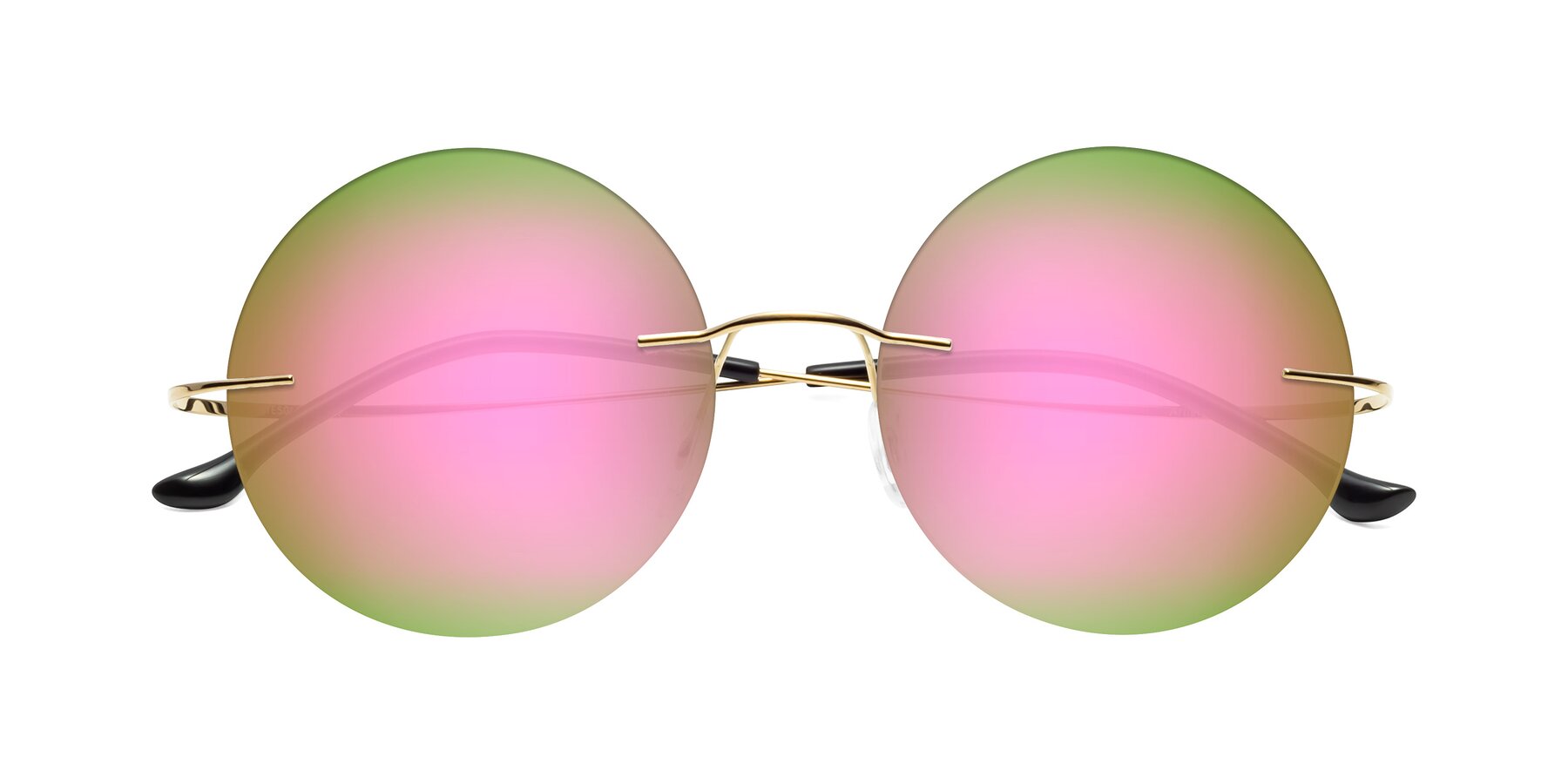 Folded Front of Artist in Gold with Pink Mirrored Lenses