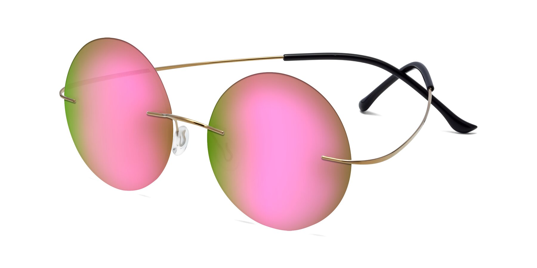 Angle of Artist in Gold with Pink Mirrored Lenses