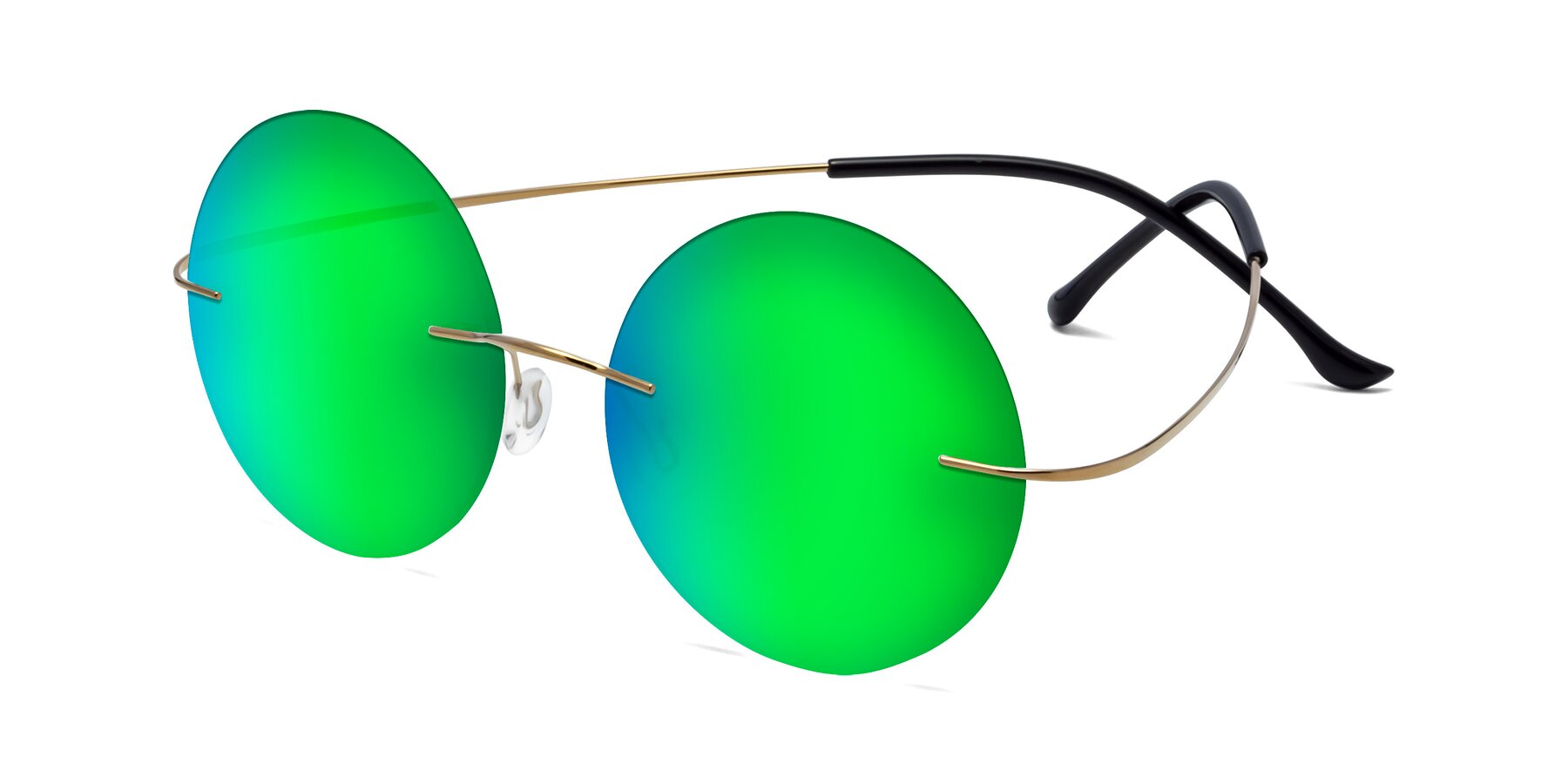 Angle of Artist in Gold with Green Mirrored Lenses