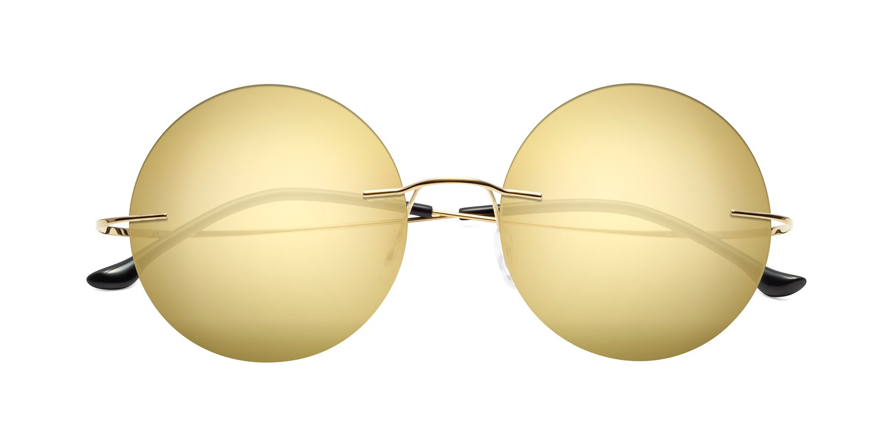 Folded Front of Artist in Gold with Gold Mirrored Lenses