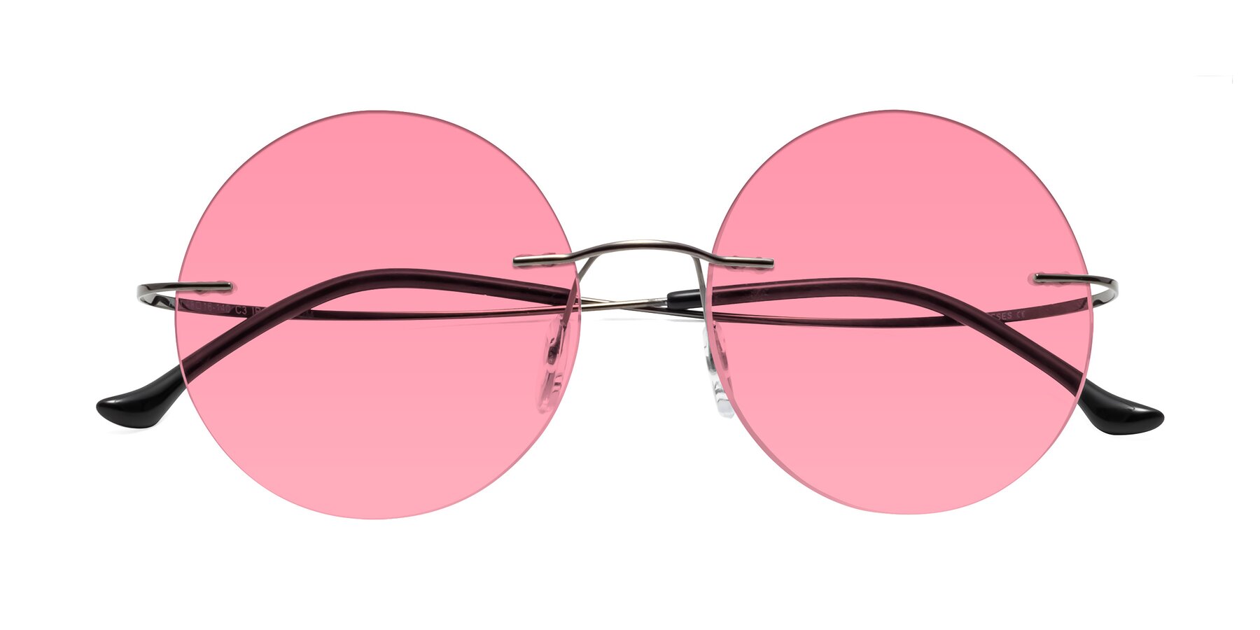 Folded Front of Artist in Gunmetal with Pink Tinted Lenses