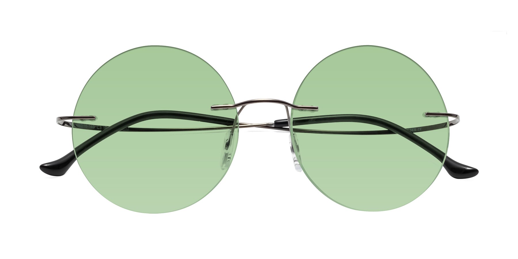 Folded Front of Artist in Gunmetal with Medium Green Tinted Lenses
