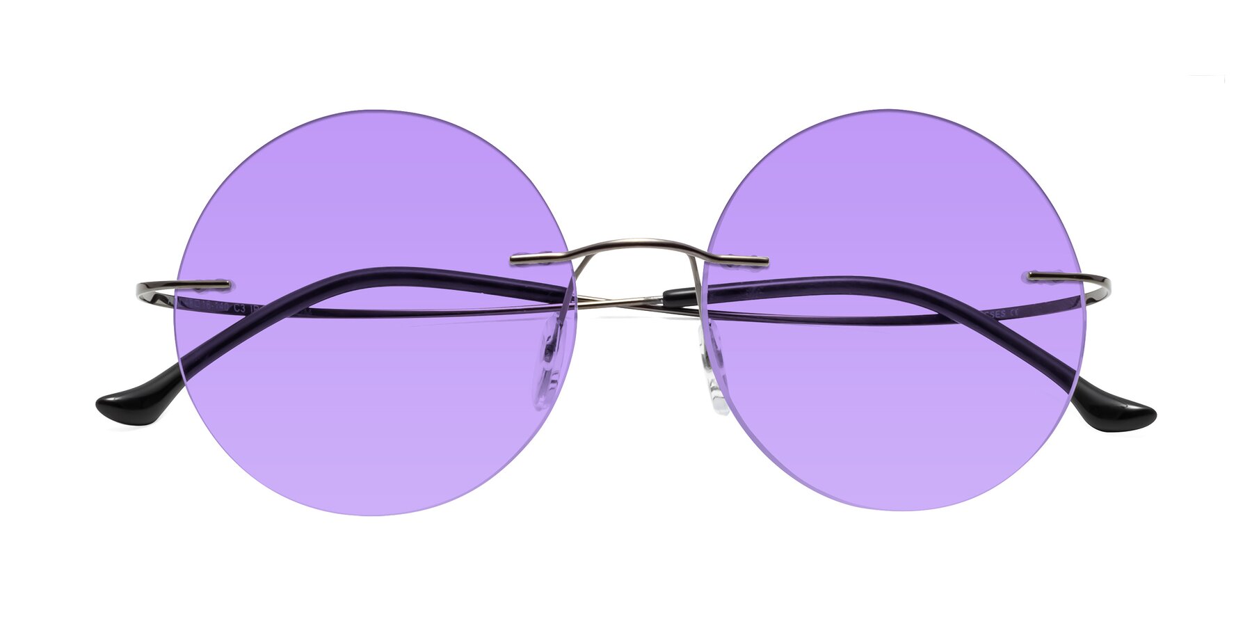 Folded Front of Artist in Gunmetal with Medium Purple Tinted Lenses