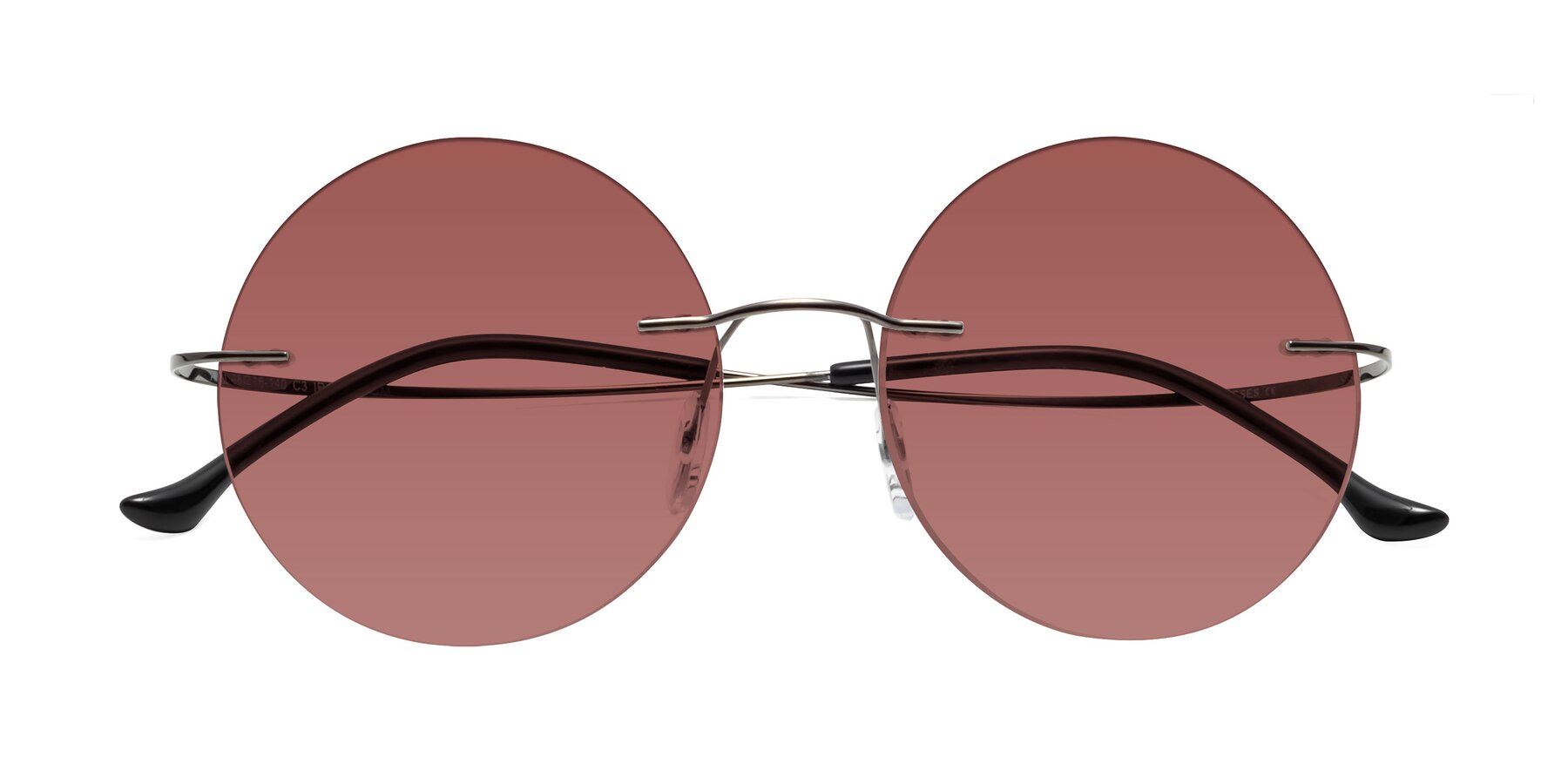 Folded Front of Artist in Gunmetal with Garnet Tinted Lenses