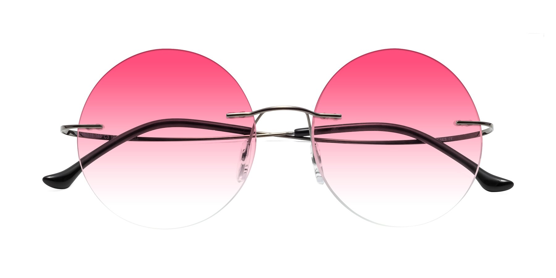 Folded Front of Artist in Gunmetal with Pink Gradient Lenses