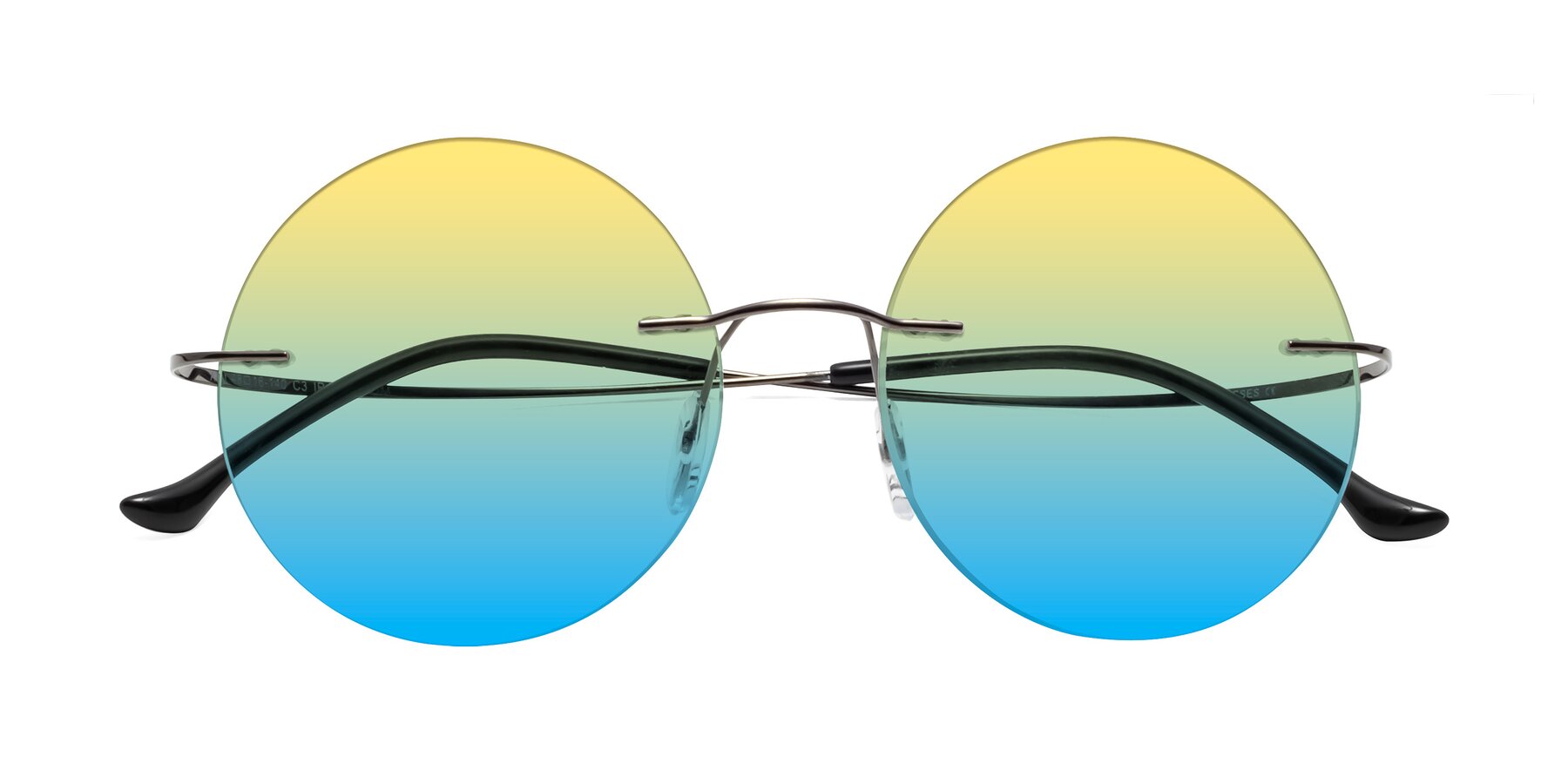 Folded Front of Artist in Gunmetal with Yellow / Blue Gradient Lenses