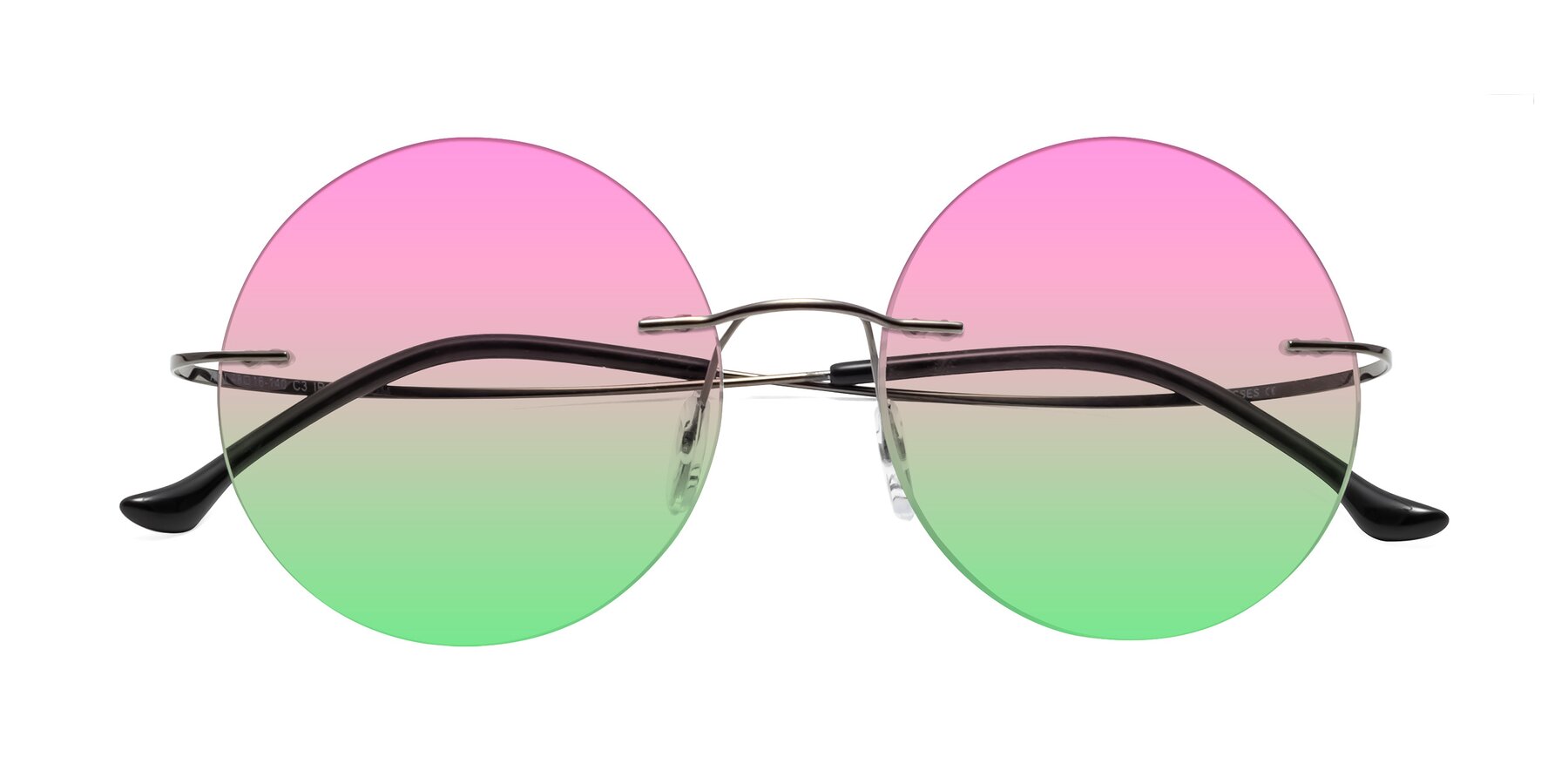 Folded Front of Artist in Gunmetal with Pink / Green Gradient Lenses