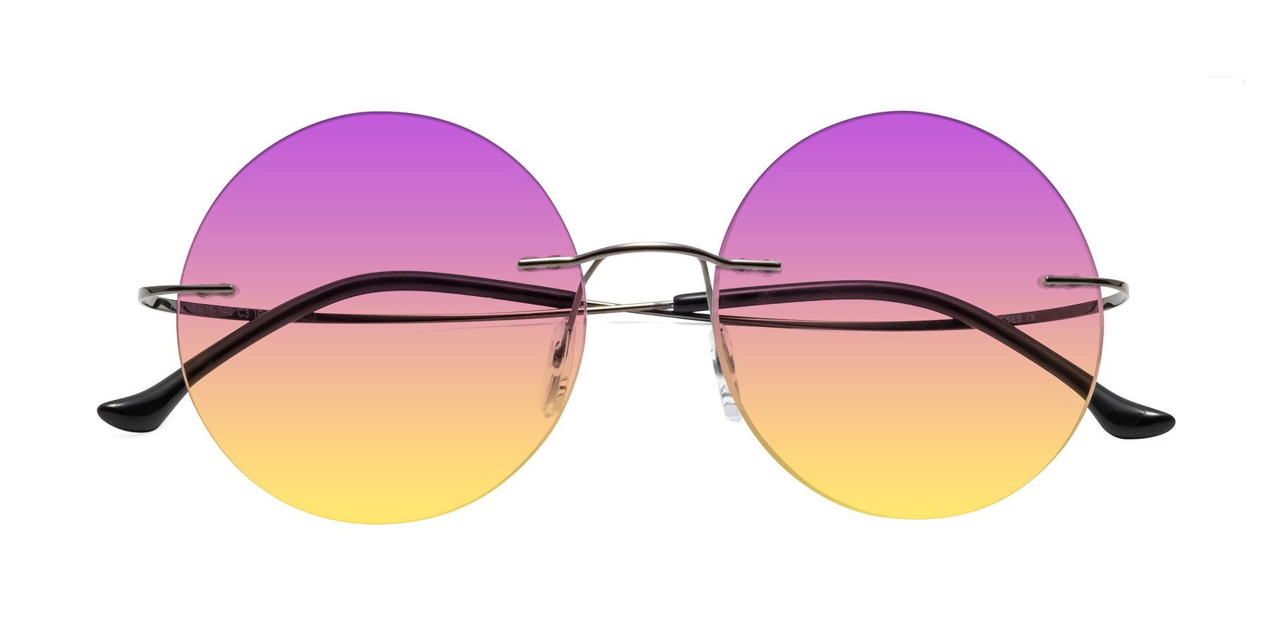 Folded Front of Artist in Gunmetal with Purple / Yellow Gradient Lenses