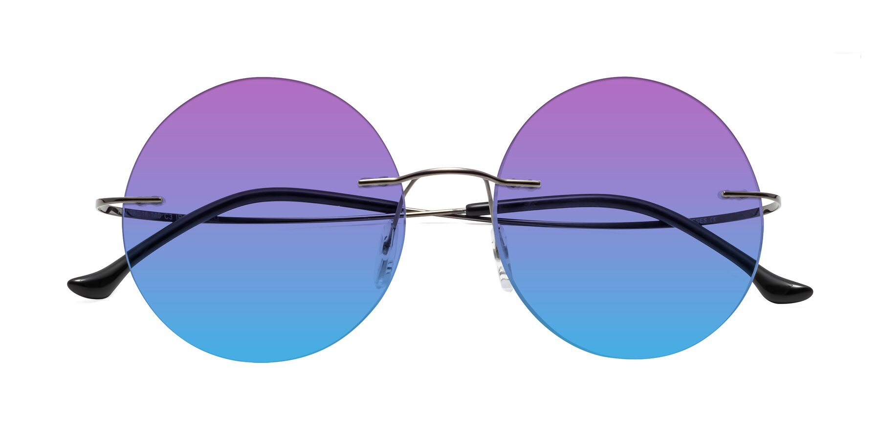Folded Front of Artist in Gunmetal with Purple / Blue Gradient Lenses