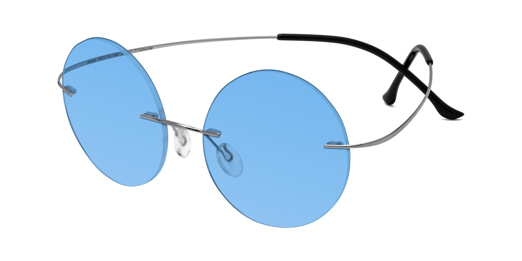 Angle of Artist in Silver with Medium Blue Tinted Lenses