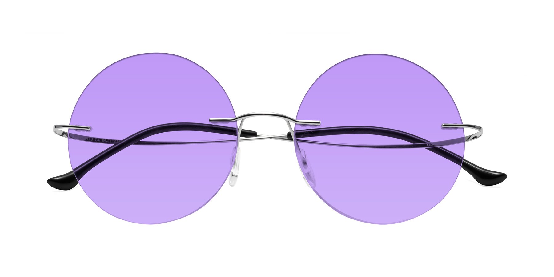Folded Front of Artist in Silver with Medium Purple Tinted Lenses
