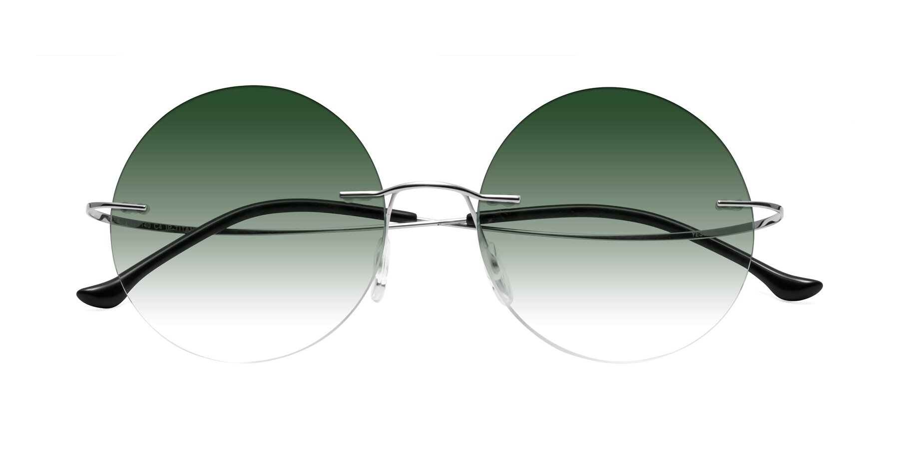 Folded Front of Artist in Silver with Green Gradient Lenses