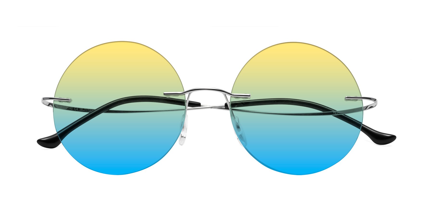 Folded Front of Artist in Silver with Yellow / Blue Gradient Lenses