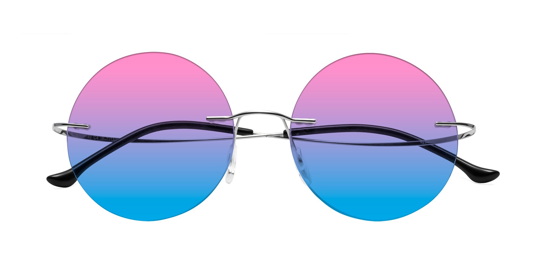 Folded Front of Artist in Silver with Pink / Blue Gradient Lenses