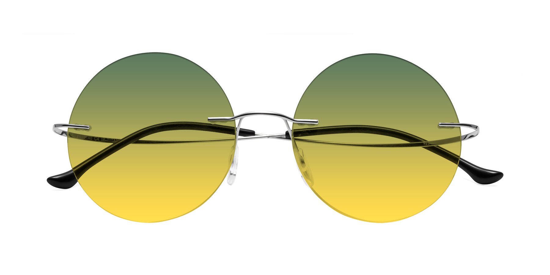 Folded Front of Artist in Silver with Green / Yellow Gradient Lenses