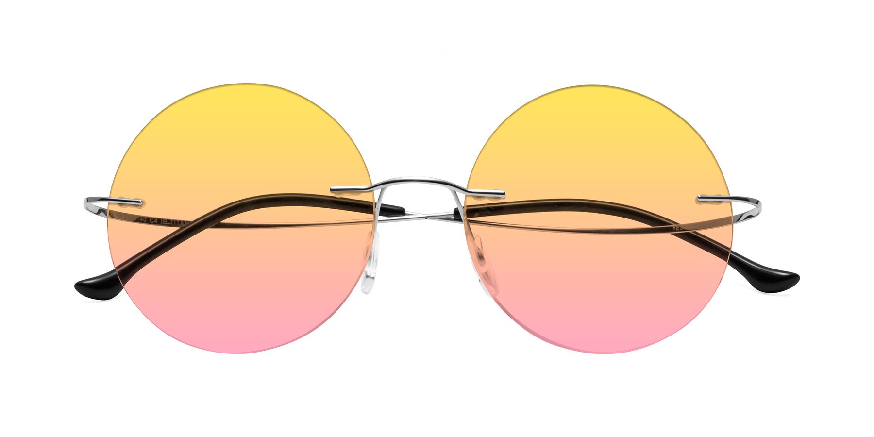 Folded Front of Artist in Silver with Yellow / Pink Gradient Lenses