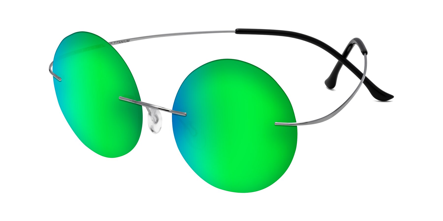 Angle of Artist in Silver with Green Mirrored Lenses