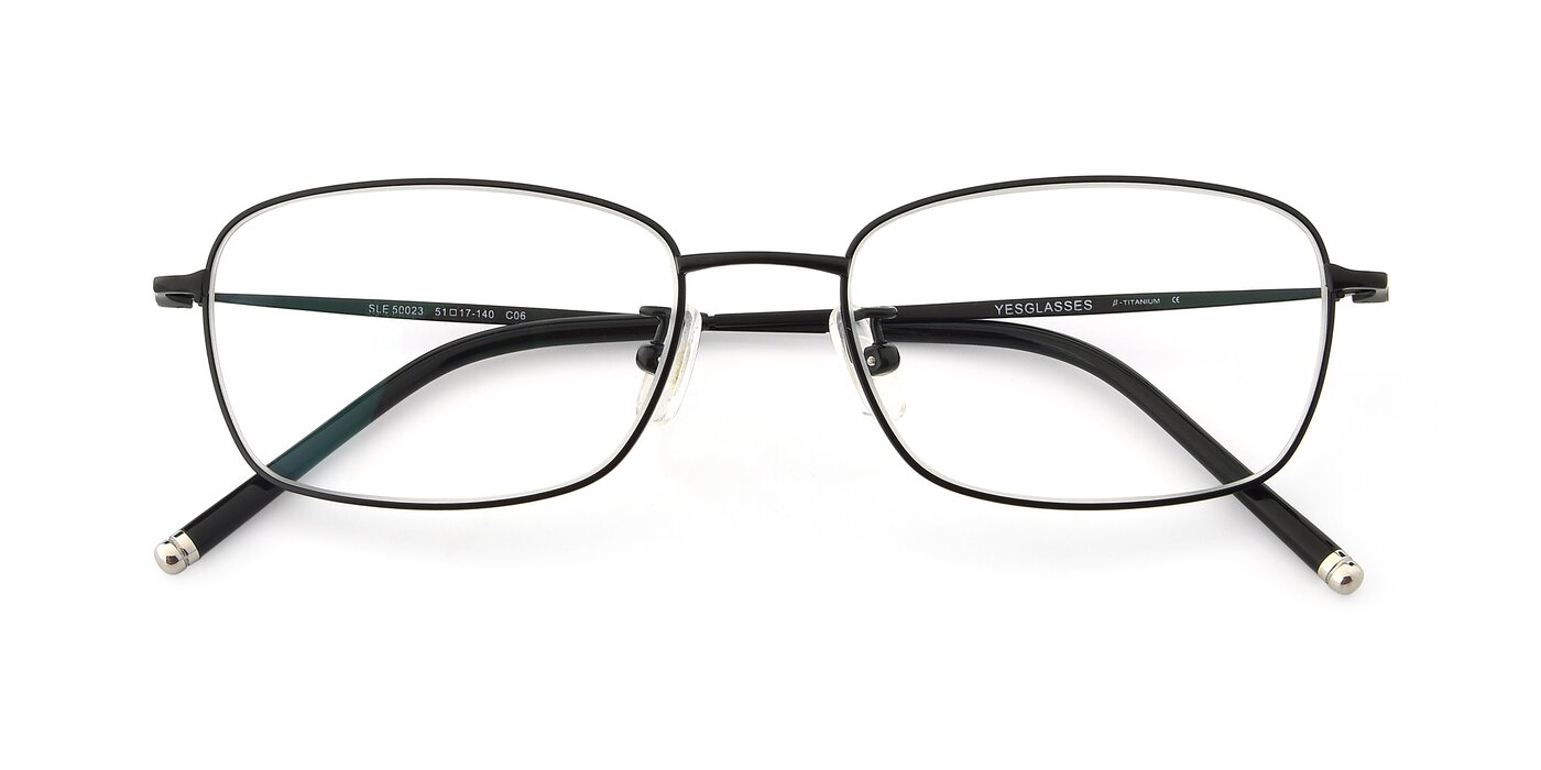 Matt Black Thin Titanium Rectangle Eyeglasses SLE50023