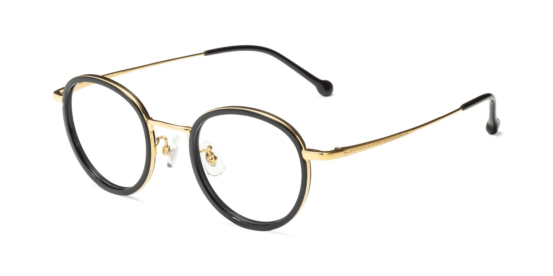 Angle of Troy in Black-Gold with Clear Reading Eyeglass Lenses