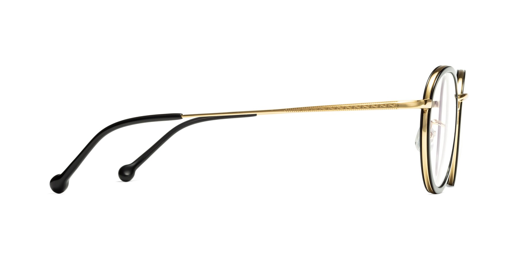 Side of Troy in Black-Gold with Clear Reading Eyeglass Lenses